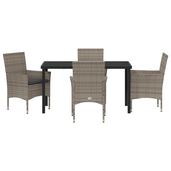 Grote foto vidaxl tuin eetset met kussen 5 pcs grijs poly riet tuin en terras tuinmeubelen