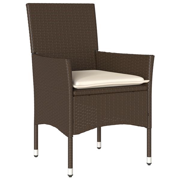 Grote foto vidaxl tuin eetset met kussen 3 pcs bruin poly riet tuin en terras tuinmeubelen