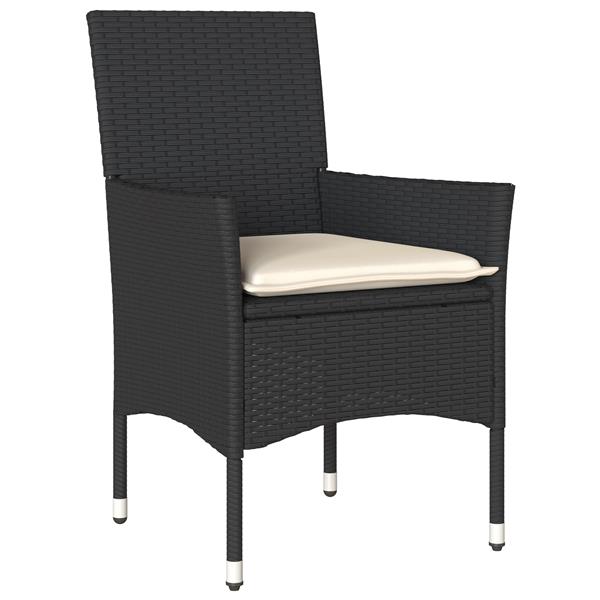 Grote foto vidaxl tuin eetset met kussen 5 pcs zwart poly riet tuin en terras tuinmeubelen