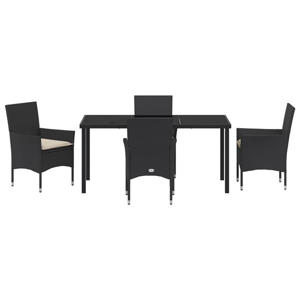 Grote foto vidaxl tuin eetset met kussen 5 pcs zwart poly riet tuin en terras tuinmeubelen
