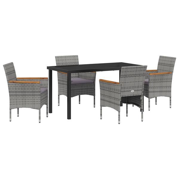 Grote foto vidaxl tuin eetset met kussen 5 pcs grijs poly riet tuin en terras tuinmeubelen