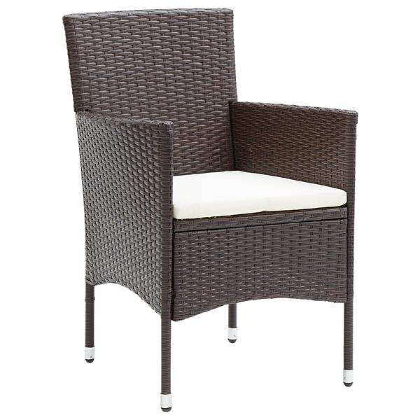 Grote foto vidaxl tuin eetset met kussen 5 pcs bruin poly riet tuin en terras tuinmeubelen
