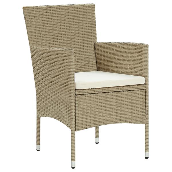 Grote foto vidaxl tuin eetset met kussen 5 pcs beige poly riet tuin en terras tuinmeubelen