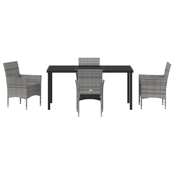Grote foto vidaxl tuin eetset met kussen 5 pcs grijs poly riet tuin en terras tuinmeubelen