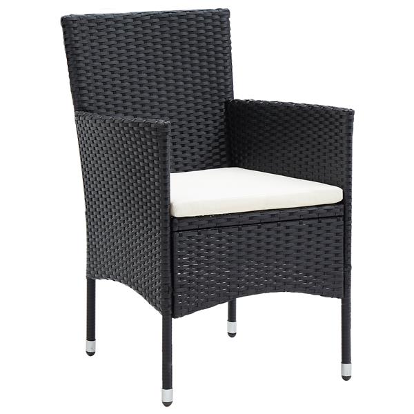 Grote foto vidaxl tuin eetset met kussen 5 pcs zwart poly riet tuin en terras tuinmeubelen