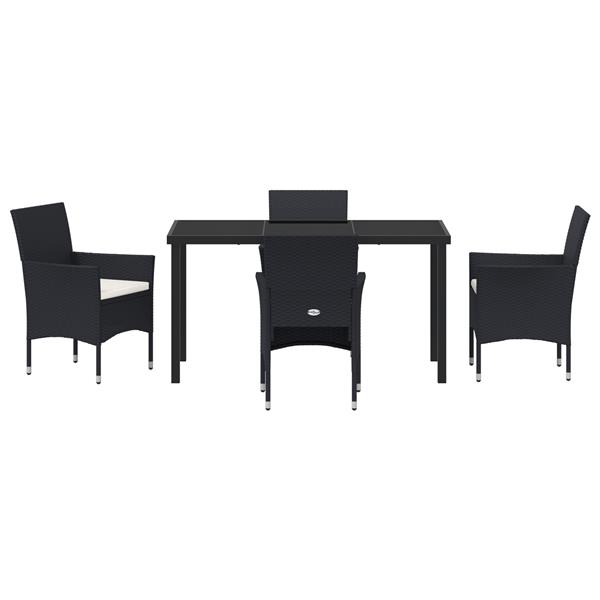 Grote foto vidaxl tuin eetset met kussen 5 pcs zwart poly riet tuin en terras tuinmeubelen