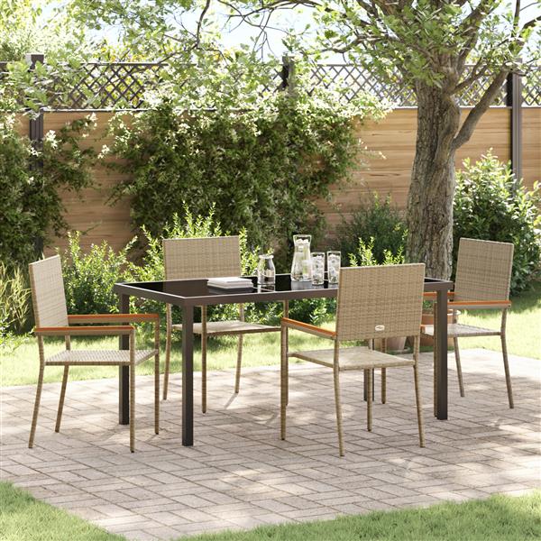 Grote foto vidaxl tuin eetset 5 pcs beige poly riet tuin en terras tuinmeubelen