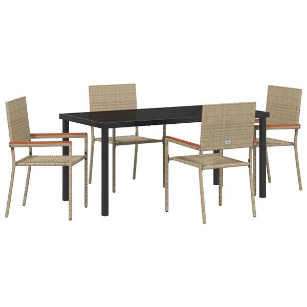 Grote foto vidaxl tuin eetset 5 pcs beige poly riet tuin en terras tuinmeubelen