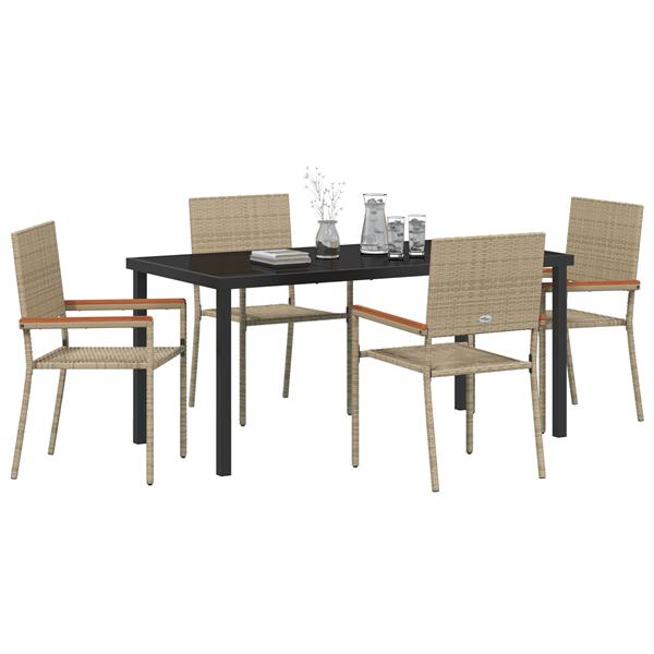 Grote foto vidaxl tuin eetset 5 pcs beige poly riet tuin en terras tuinmeubelen