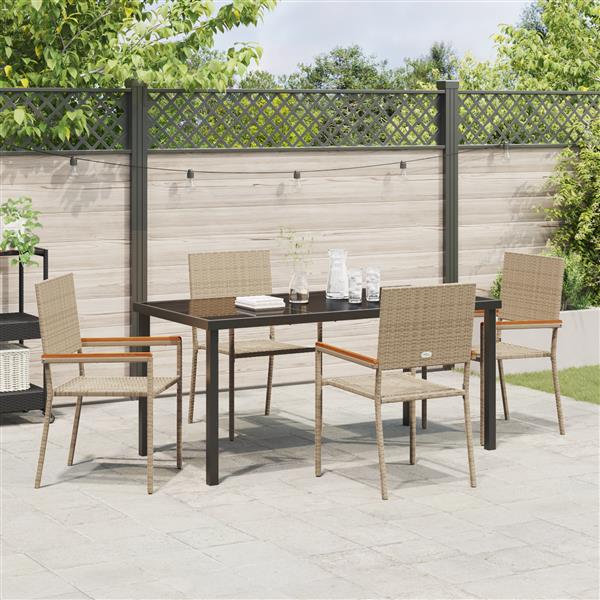 Grote foto vidaxl tuin eetset 5 pcs beige poly riet tuin en terras tuinmeubelen