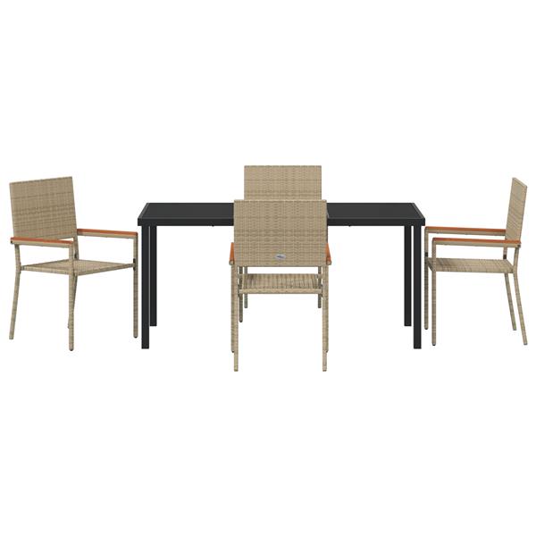Grote foto vidaxl tuin eetset 5 pcs beige poly riet tuin en terras tuinmeubelen