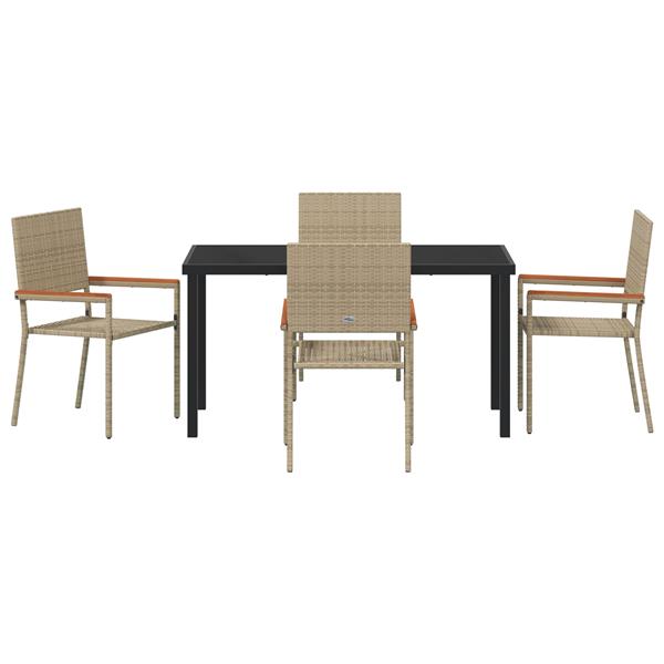 Grote foto vidaxl tuin eetset 5 pcs beige poly riet tuin en terras tuinmeubelen