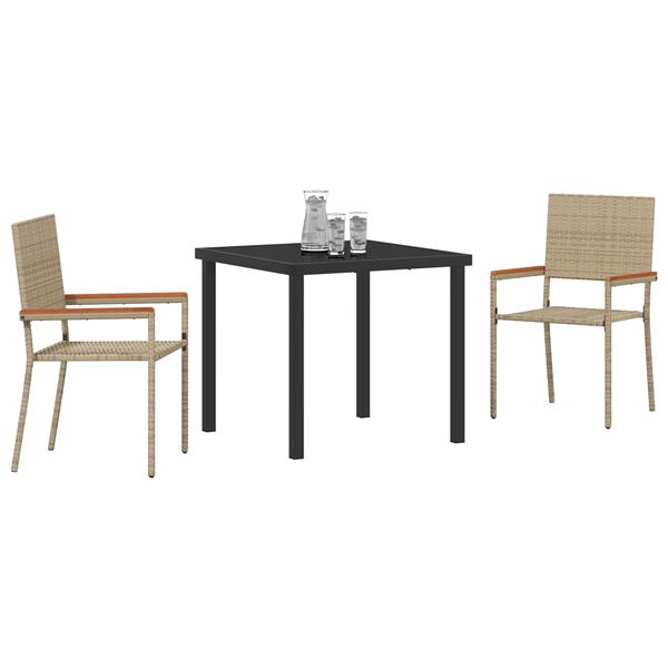 Grote foto vidaxl tuin eetset 3 pcs beige poly riet tuin en terras tuinmeubelen