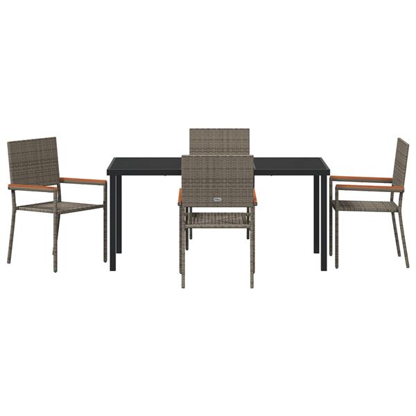 Grote foto vidaxl tuin eetset 5 pcs grijs poly riet tuin en terras tuinmeubelen