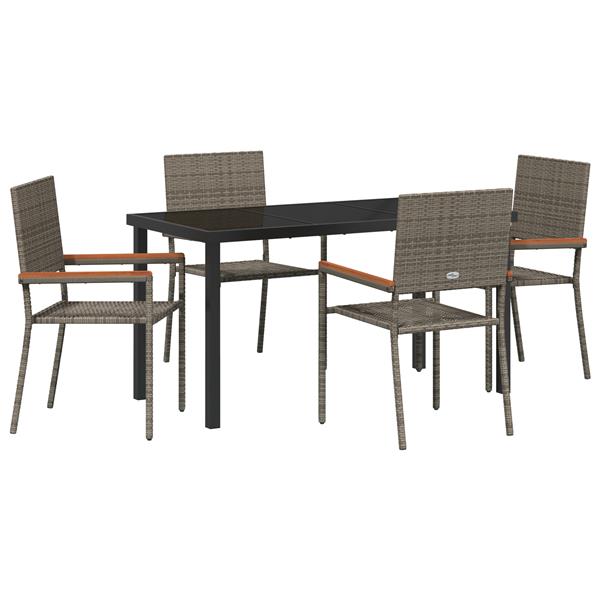 Grote foto vidaxl tuin eetset 5 pcs grijs poly riet tuin en terras tuinmeubelen