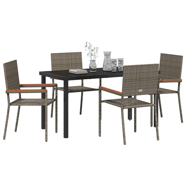 Grote foto vidaxl tuin eetset 5 pcs grijs poly riet tuin en terras tuinmeubelen