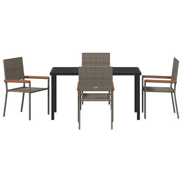Grote foto vidaxl tuin eetset 5 pcs grijs poly riet tuin en terras tuinmeubelen