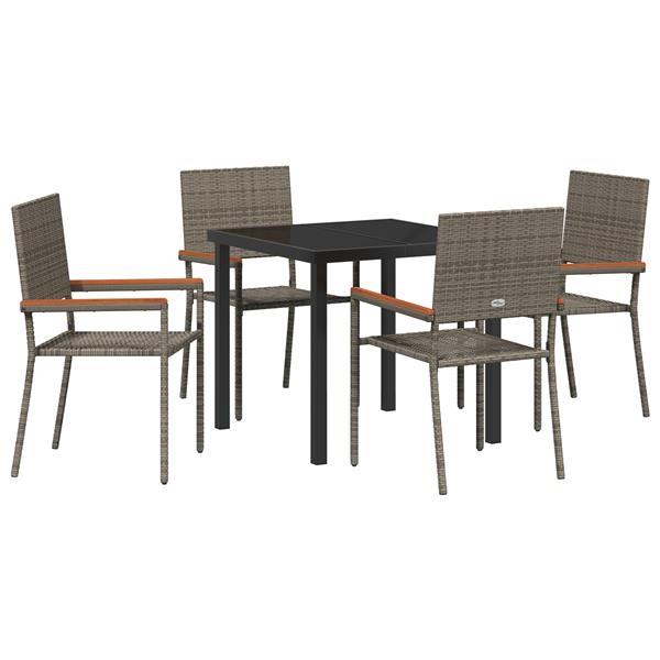 Grote foto vidaxl tuin eetset 5 pcs grijs poly riet tuin en terras tuinmeubelen