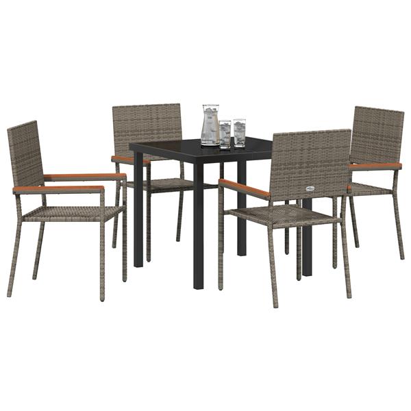 Grote foto vidaxl tuin eetset 5 pcs grijs poly riet tuin en terras tuinmeubelen