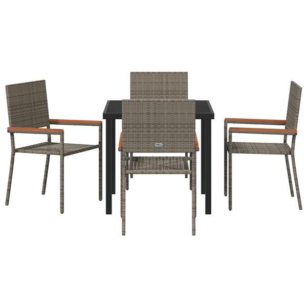 Grote foto vidaxl tuin eetset 5 pcs grijs poly riet tuin en terras tuinmeubelen