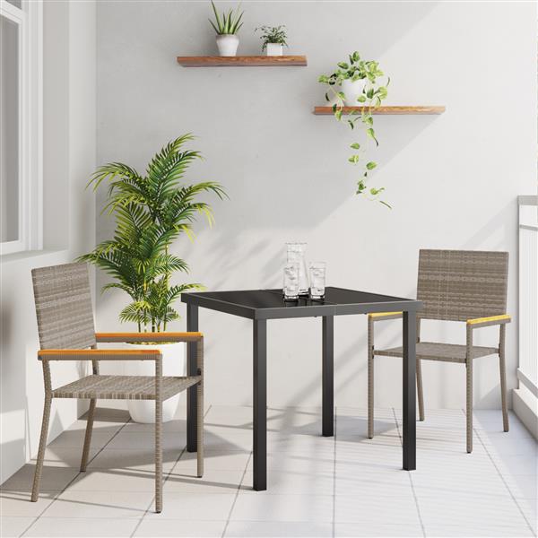 Grote foto vidaxl tuin eetset 3 pcs grijs poly riet tuin en terras tuinmeubelen