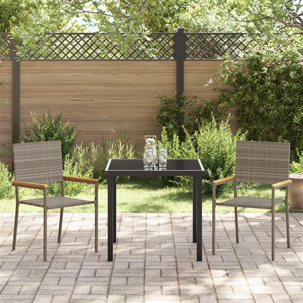 Grote foto vidaxl tuin eetset 3 pcs grijs poly riet tuin en terras tuinmeubelen