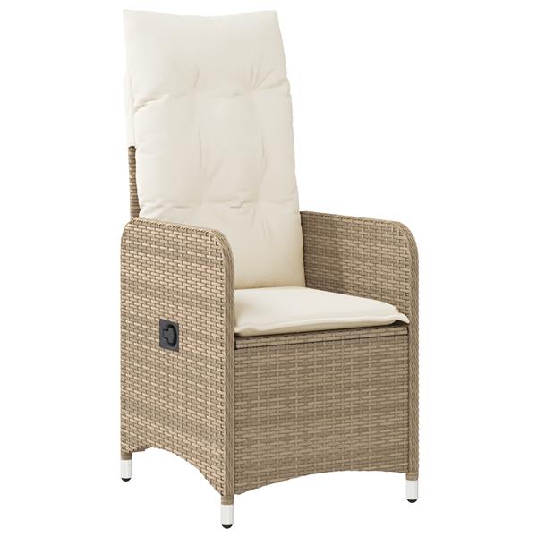 Grote foto vidaxl tuin eetset met kussen 3 pcs beige poly riet tuin en terras tuinmeubelen