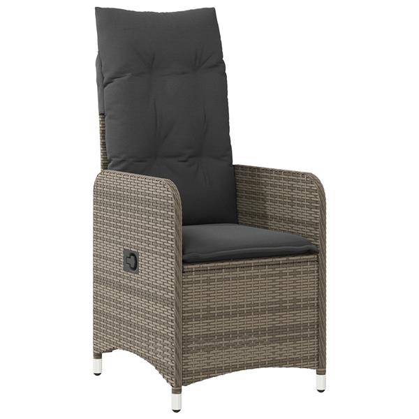 Grote foto vidaxl tuin eetset met kussen 3 pcs grijs poly riet tuin en terras tuinmeubelen