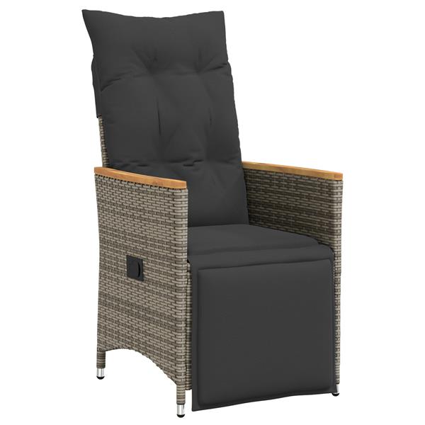 Grote foto vidaxl tuin eetset met kussen 3 pcs grijs poly riet tuin en terras tuinmeubelen