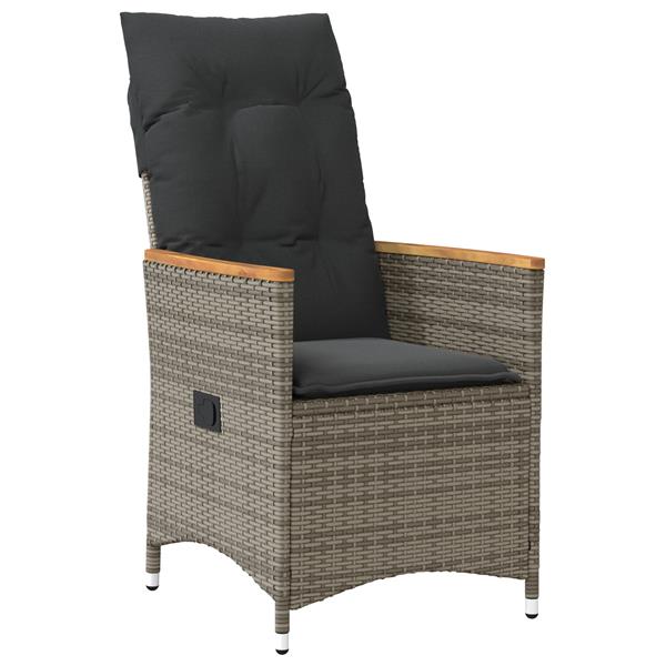 Grote foto vidaxl tuin eetset met kussen 3 pcs grijs poly riet tuin en terras tuinmeubelen