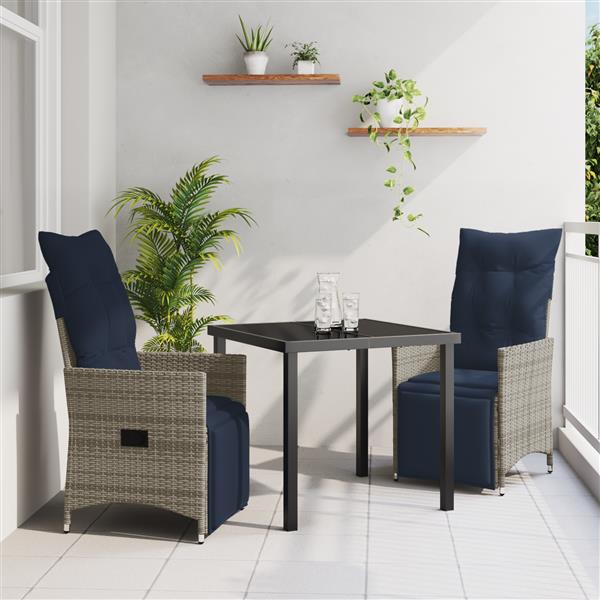 Grote foto vidaxl tuin eetset 3 pcs grijs poly rattan tuin en terras tuinmeubelen