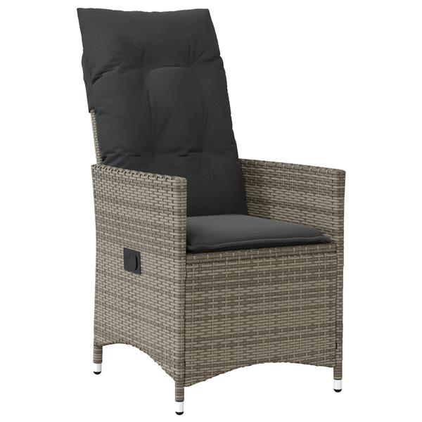 Grote foto vidaxl tuin eetset met kussen 3 pcs grijs poly riet tuin en terras tuinmeubelen