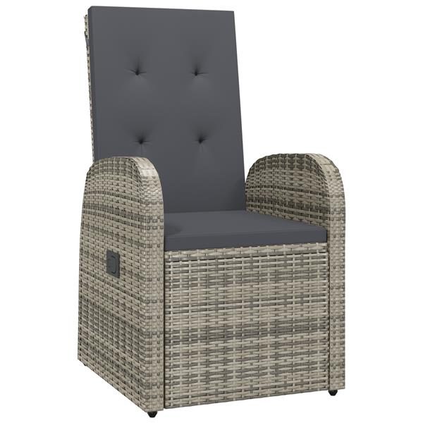Grote foto vidaxl tuin eetset met kussen 3 pcs grijs poly rattan tuin en terras tuinmeubelen
