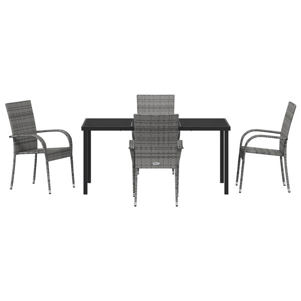 Grote foto vidaxl tuin eetset 5 pcs grijs poly riet tuin en terras tuinmeubelen