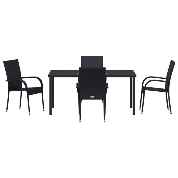 Grote foto vidaxl tuin eetset 5 pcs zwart poly riet tuin en terras tuinmeubelen