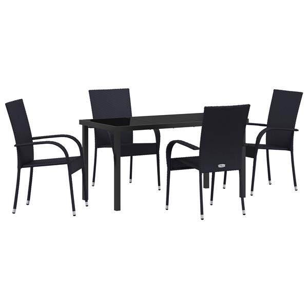 Grote foto vidaxl tuin eetset 5 pcs zwart poly riet tuin en terras tuinmeubelen