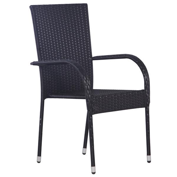 Grote foto vidaxl tuin eetset 5 pcs zwart poly riet tuin en terras tuinmeubelen