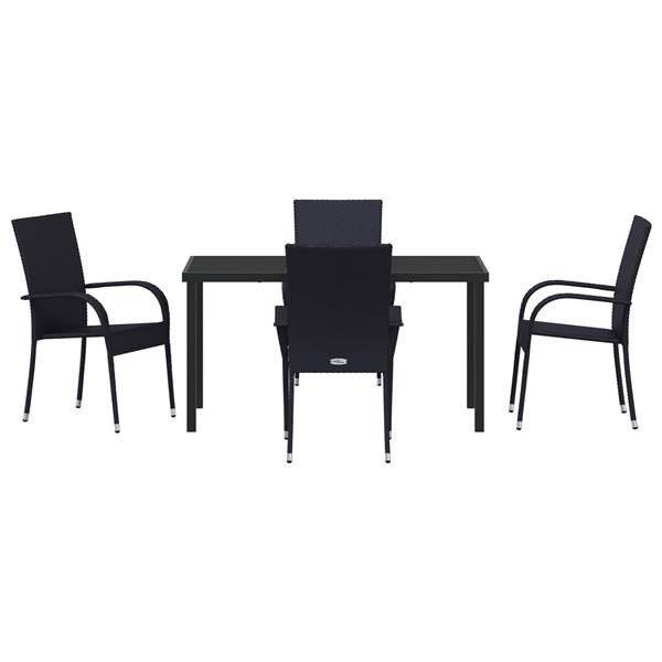 Grote foto vidaxl tuin eetset 5 pcs zwart poly riet tuin en terras tuinmeubelen