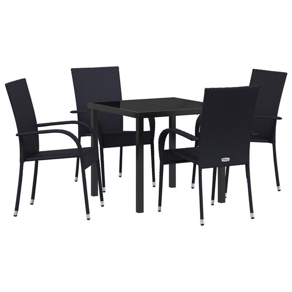 Grote foto vidaxl tuin eetset 5 pcs zwart poly riet tuin en terras tuinmeubelen