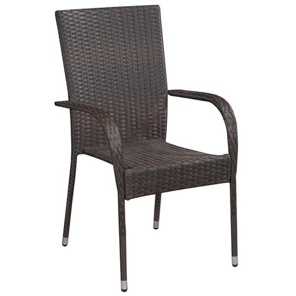 Grote foto vidaxl tuin eetset 5 pcs bruin poly riet tuin en terras tuinmeubelen