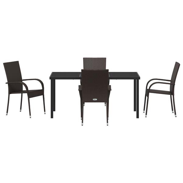 Grote foto vidaxl tuin eetset 5 pcs bruin poly riet tuin en terras tuinmeubelen