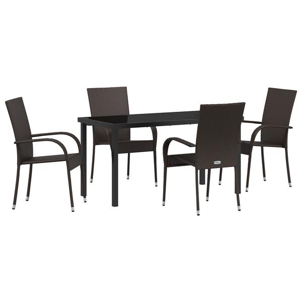 Grote foto vidaxl tuin eetset 5 pcs bruin poly riet tuin en terras tuinmeubelen