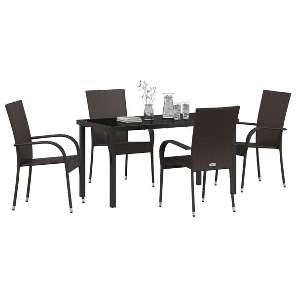 Grote foto vidaxl tuin eetset 5 pcs bruin poly riet tuin en terras tuinmeubelen