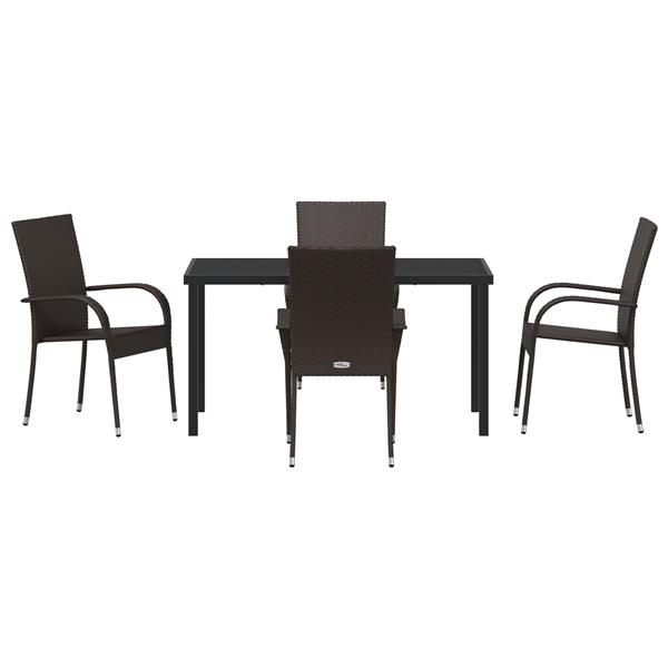 Grote foto vidaxl tuin eetset 5 pcs bruin poly riet tuin en terras tuinmeubelen