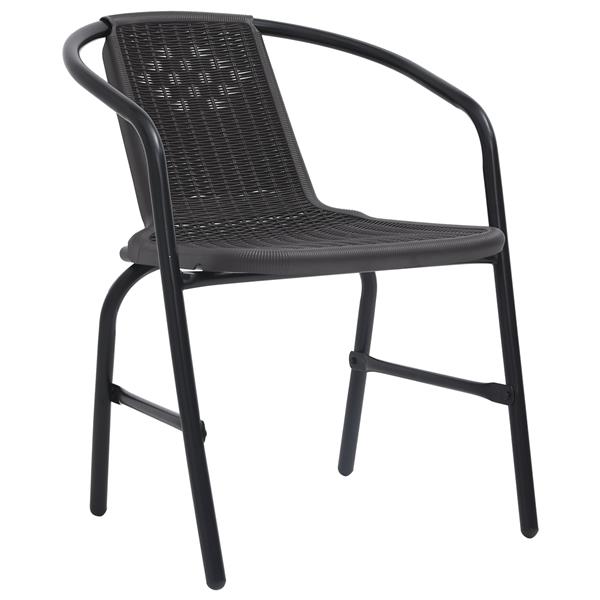 Grote foto vidaxl tuin eetset 3 pcs zwart poly riet tuin en terras tuinmeubelen