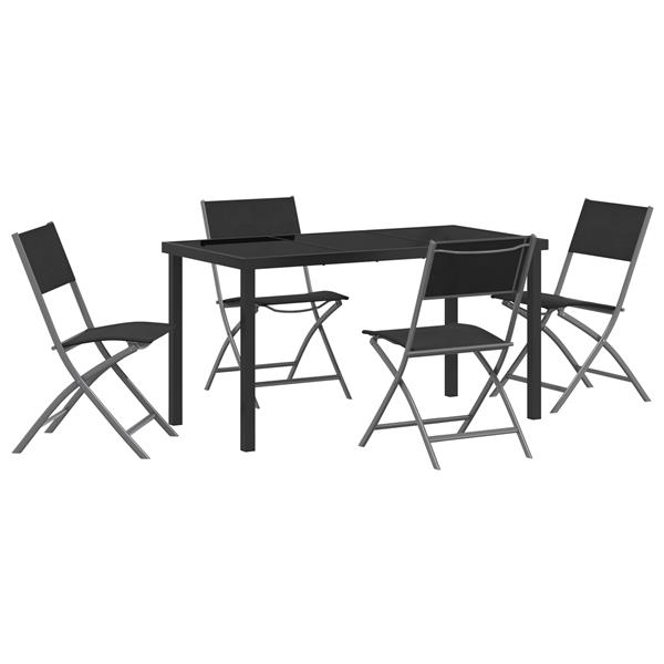 Grote foto vidaxl tuin eetset 5 pcs zwart textilene en staal tuin en terras tuinmeubelen