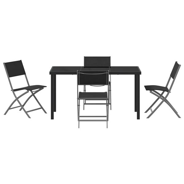 Grote foto vidaxl tuin eetset 5 pcs zwart textilene en staal tuin en terras tuinmeubelen
