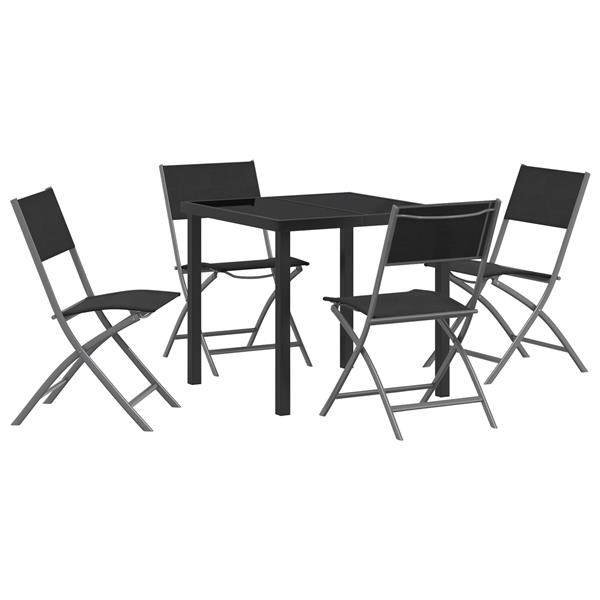 Grote foto vidaxl tuin eetset 5 pcs zwart textilene en staal tuin en terras tuinmeubelen