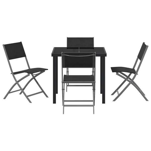 Grote foto vidaxl tuin eetset 5 pcs zwart textilene en staal tuin en terras tuinmeubelen