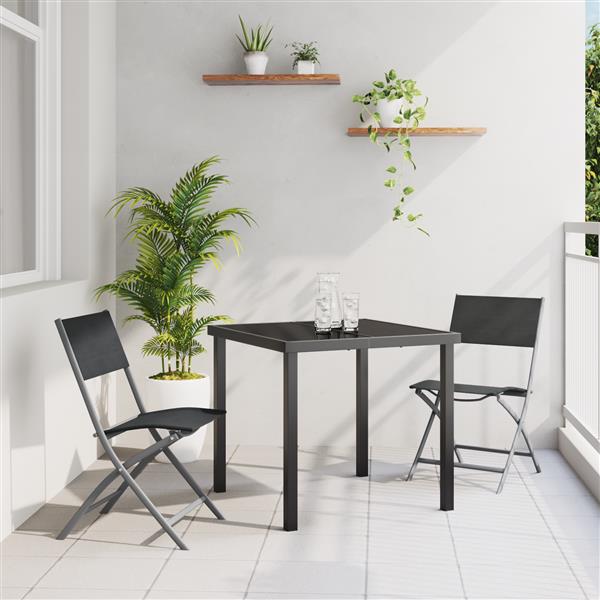 Grote foto vidaxl tuin eetset 3 pcs zwart textilene en staal tuin en terras tuinmeubelen